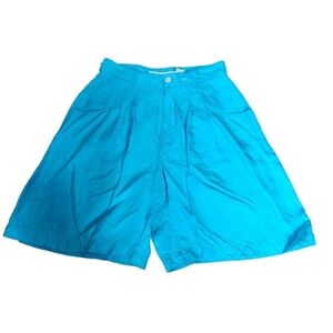 First Issue VTG sz.8 silk blue wide leg Bermuda preppy walking shorts Y2K 90s